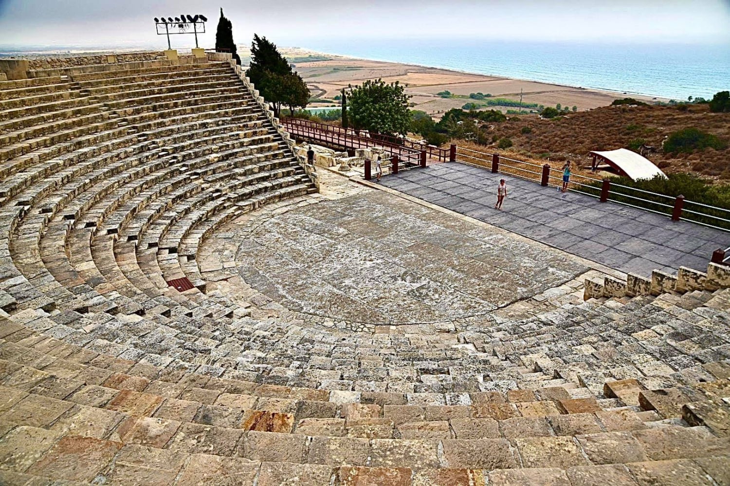 View of the Kourion archaeological site ruins above the Cypriot coastline