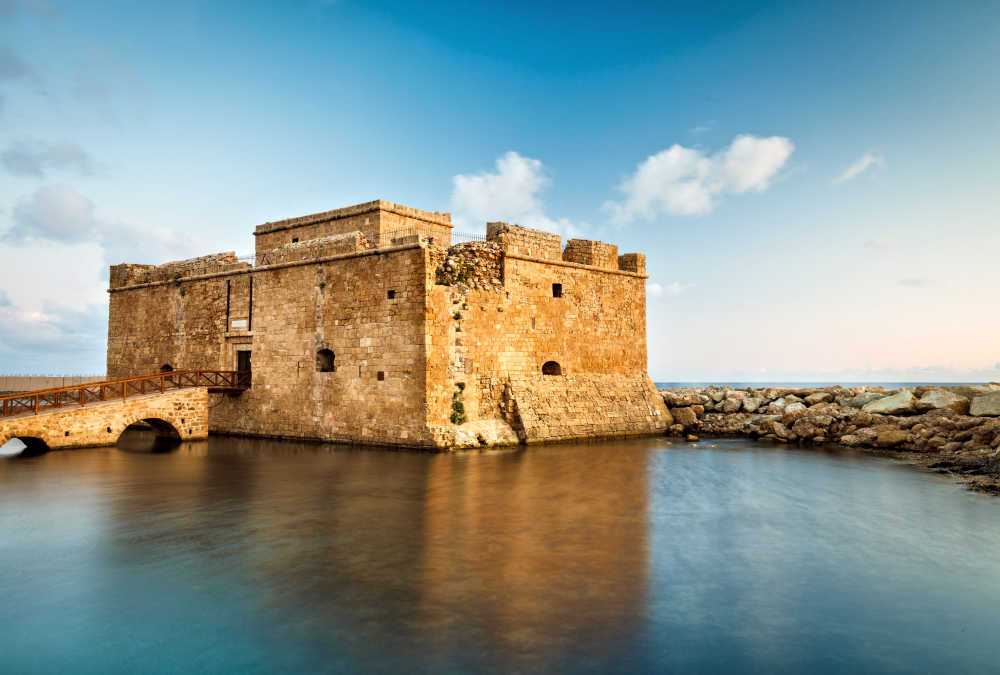 Paphos harbour with fishing boats and seaside tavernas